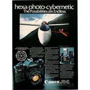 1981 Canon A-1 35mm Film SLR Camera Vintage Print Ad Glider Flight Wall Art